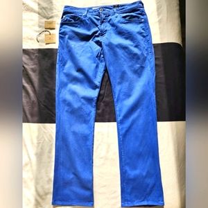 AG ADRIANO GOLDSCHMIED bright blue jeans 36x34 straight leg - light stretch